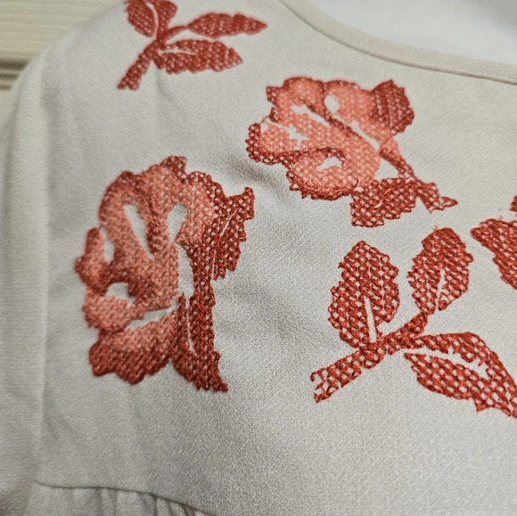 Umgee Floral Embroidered A Line Tunic Dress White Womens Bohemian Size Small - Picture 3 of 9